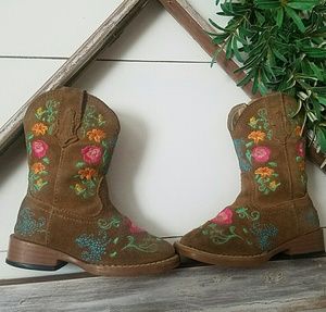 EUC Cowgirl Roper floral embroidered girl boots 5c